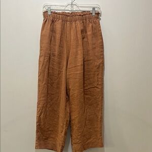 Wide Leg Linen Blend Pants in Rust
